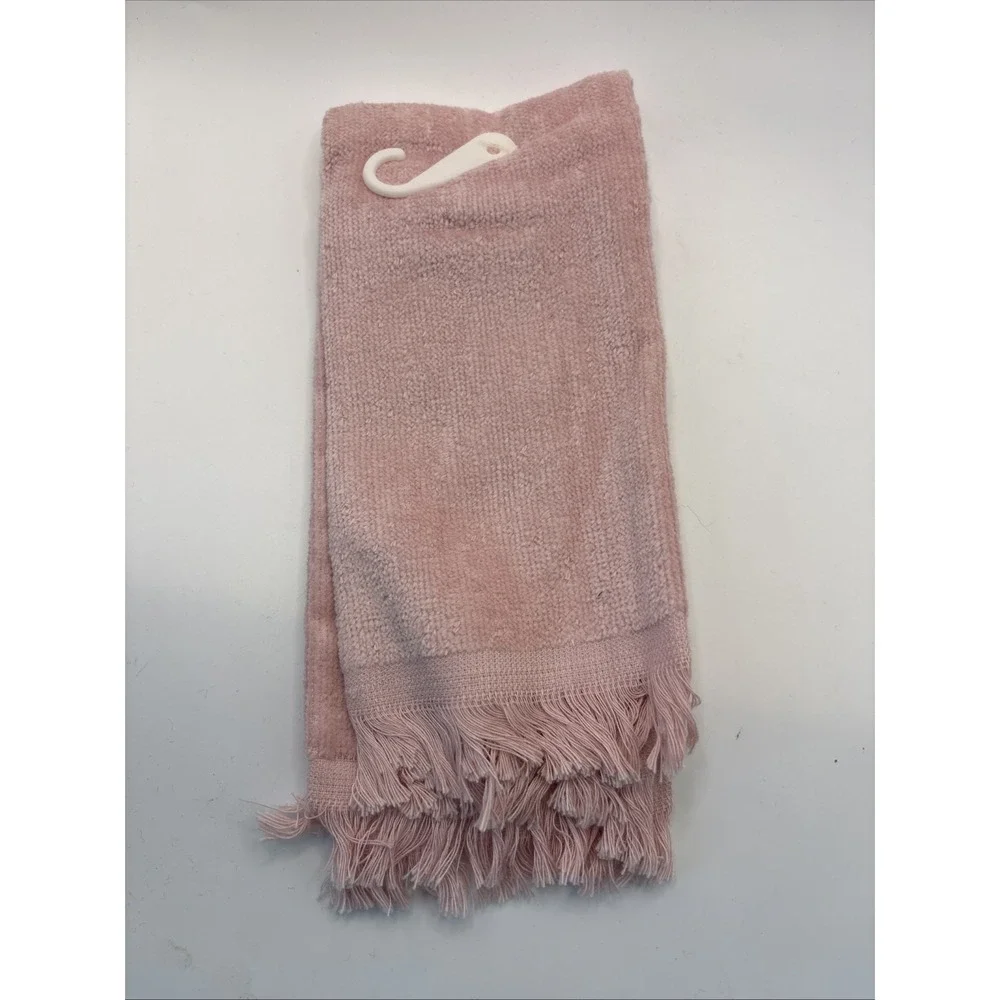 Vtg Holiday Traditions Christmas Guest Fingertip Towels Set Of 3 Pink Fringe NEW